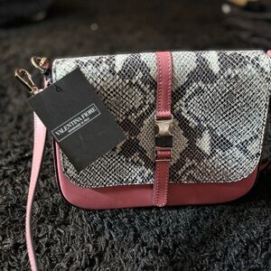 Valentina Fiore Snakeskin and Pink Crossbody Bag